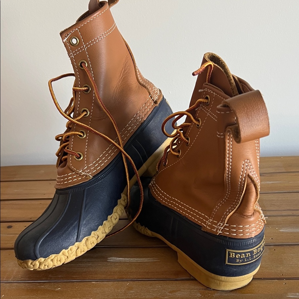L.L. Bean Tan and Black Bean Boots
